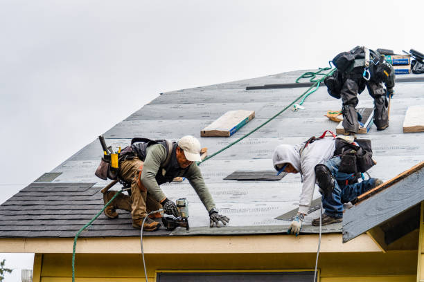 Professional Gutter Installation technician working in Dormansville, NY